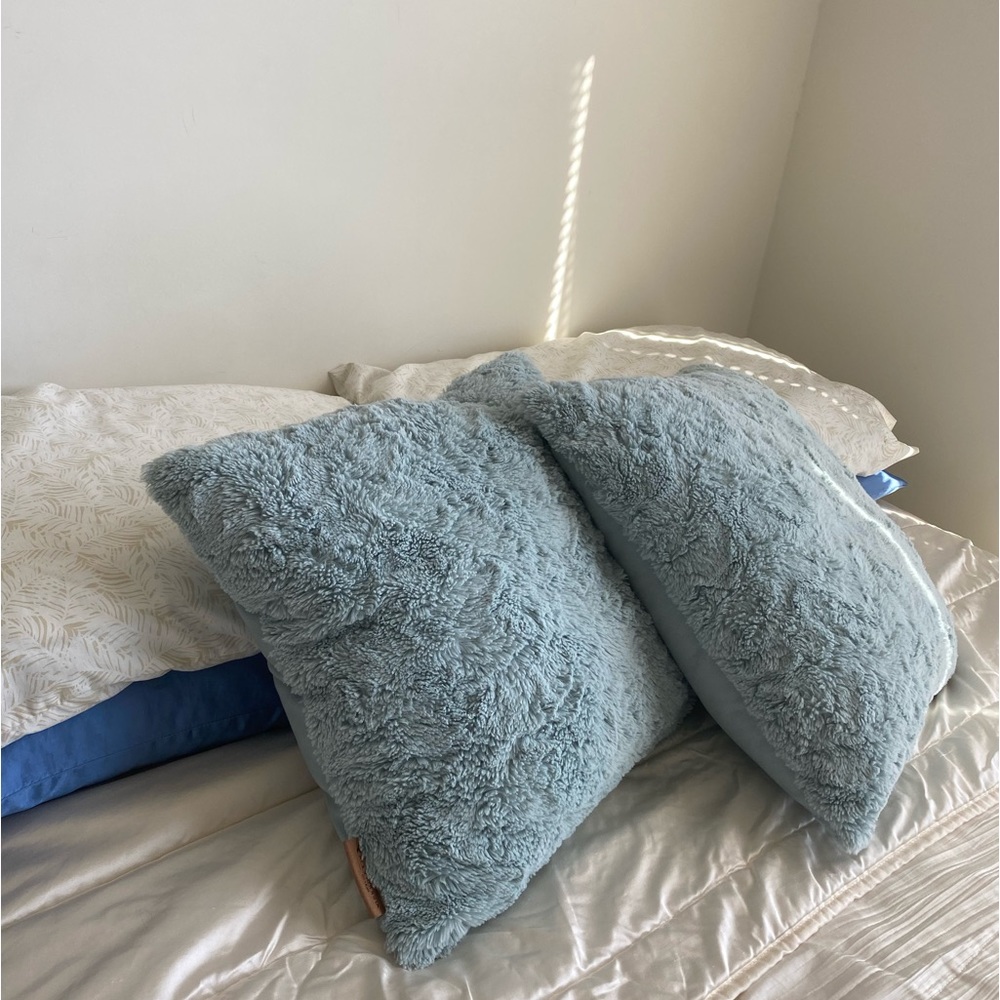 Pastel Blue Koolaburra by UGG Ellison Faux Fur Throw Pillow